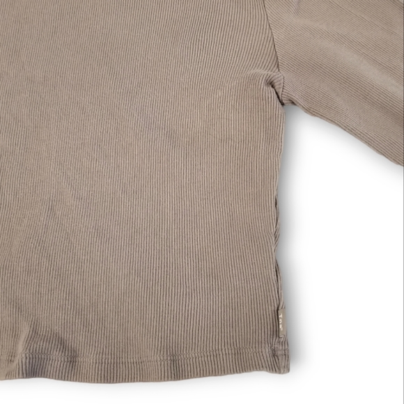 Aritzia TNA Ribbed Crop Top with Long Sleeves, Grey, Large - Picture 3 of 6